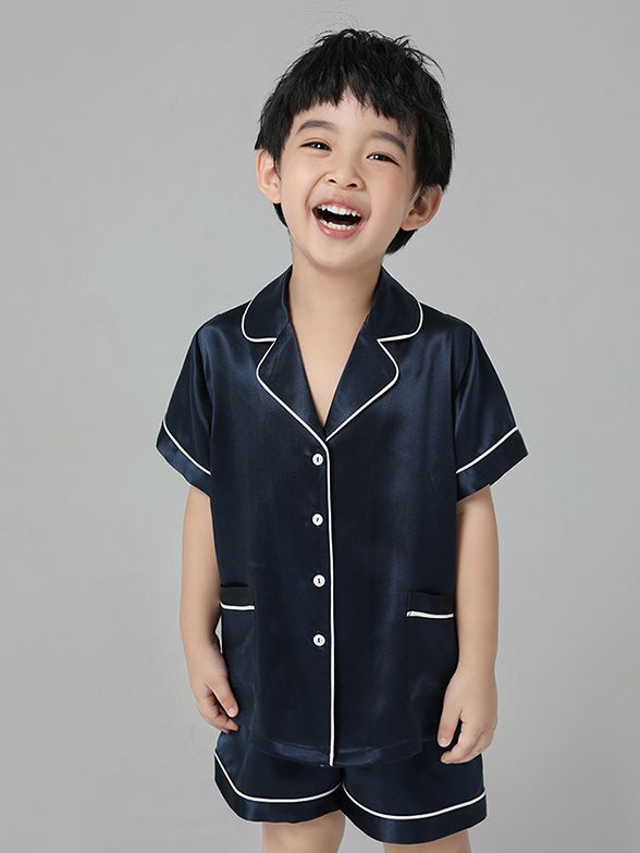 19 Momme Kids Short Silk Pajama Set For Boys and Girls